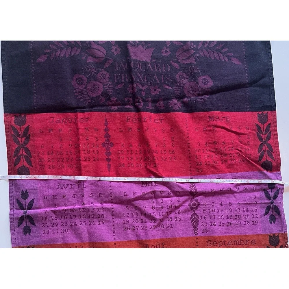 Jacquard‎ Francais 2014 Calendar Tea Towel Multicolor 100% Cotton Colorblock